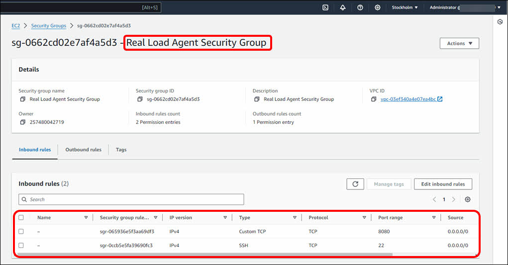AWS Console: Security Group