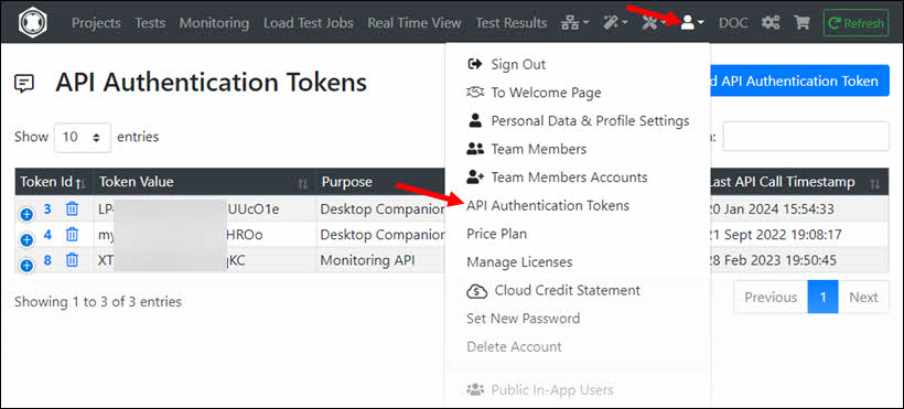 Navigate to ‘My Account’ - ‘API Authentication Tokens’